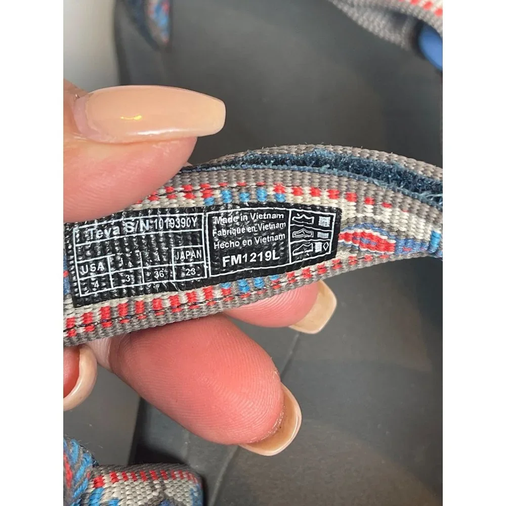 Teva Hurricane FM1219L Sandals Waterproof Hiking Blue/Red Navajo Print 4M/6W - Picture 8 of 8